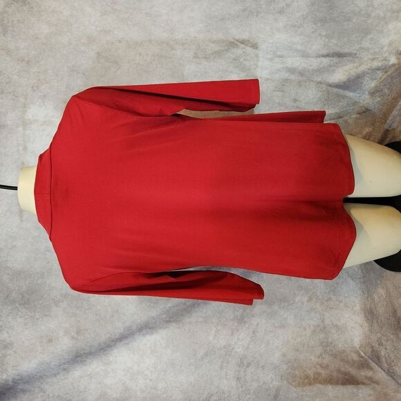 George Red Blouse with Draped Neckline - Picture 3 of 5